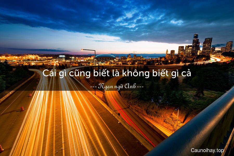 Cái gì cũng biết là không biết gì cả.