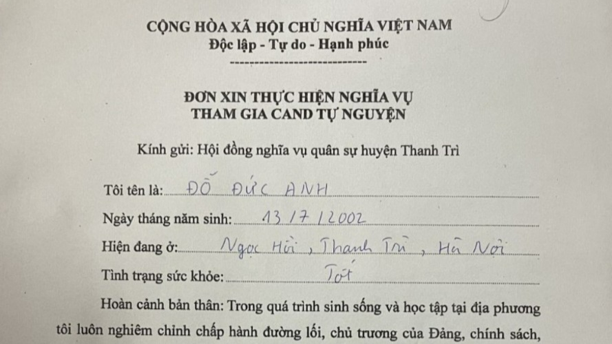 Chàng thanh niên “gác bút nghiên”, tình nguyện lên đường nhập ngũ